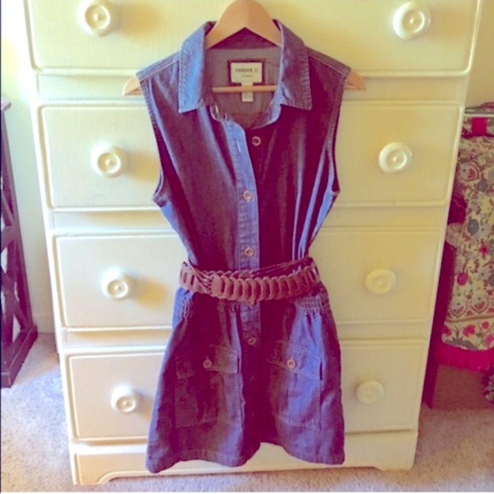 New! Forever 21 Denim Mini Dress - Picture 2 of 2